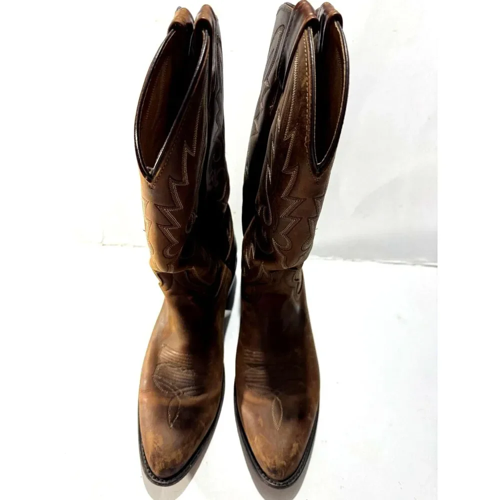 Dan post genuine leather western boots country brown rodeo cowboy men 11.5